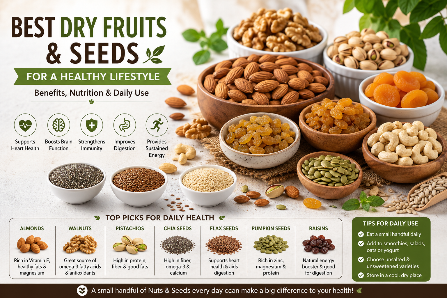Best Dry Fruits & Seeds for a Healthy Lifestyle: Benefits, Nutrition & Daily Use